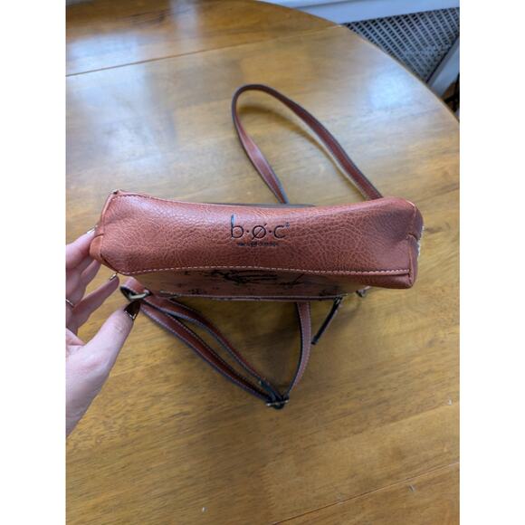 BOC Map Print Faux Leather Crossbody Bag Travel Vintage 90s Adjustable Strap - Picture 8 of 8